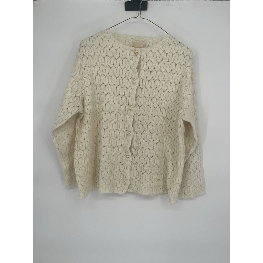 Vtg Millay Japanese Cardigan Womens No SZ Demure‎ white/cream Cable Knit Sweater